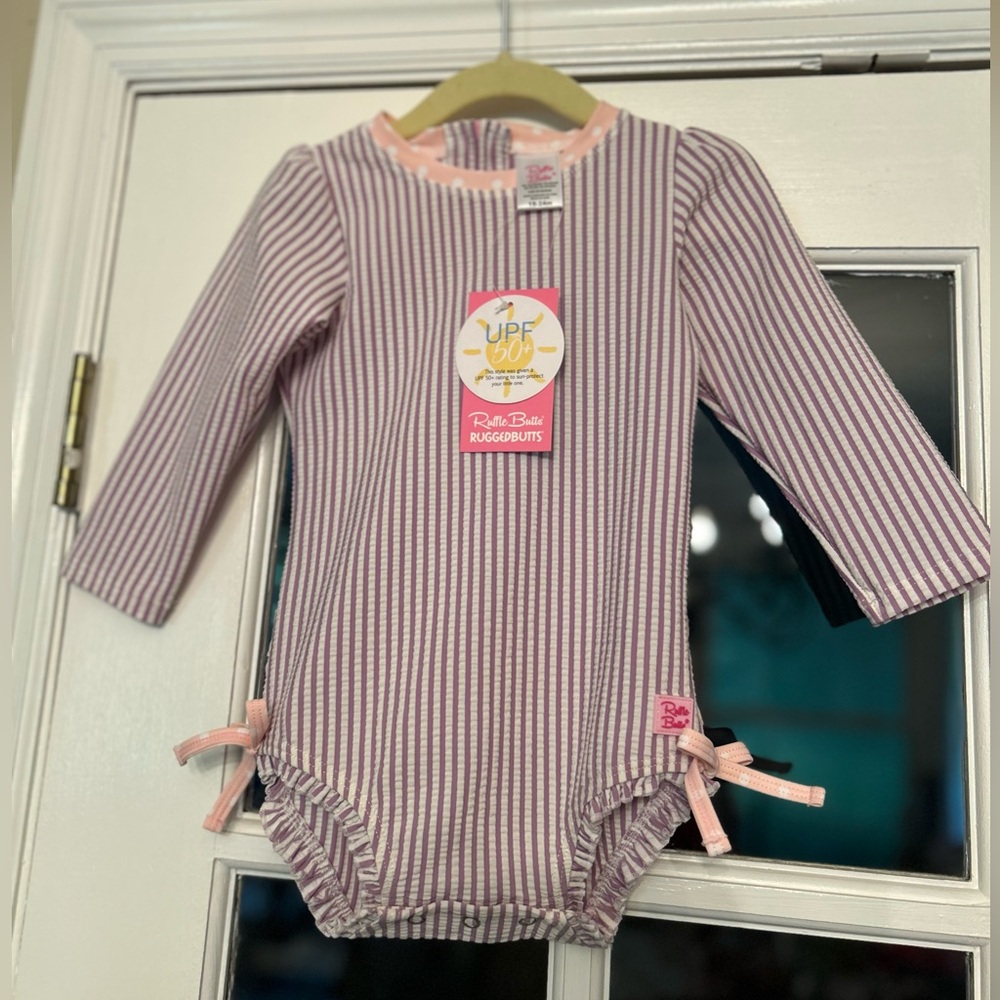 Ruffle Butts Purple Seersucker One- Piece NWT